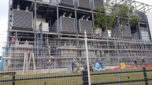 scaffolding work for fireproofing vermiculite spray